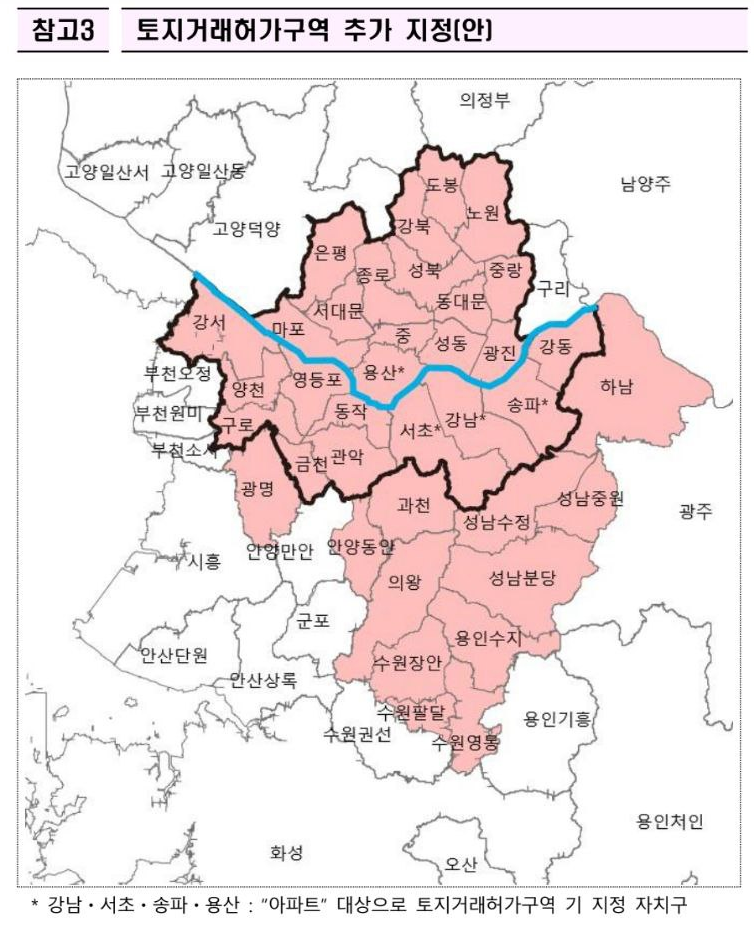 토지거래허가구역 추가지정 안내도