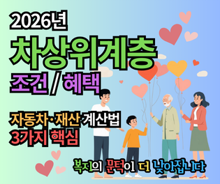 2026년 차상위계층 조건 및 혜택 완벽 가이드: 자동차·재산 계산법 3가지 핵심