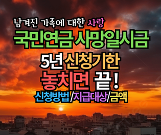 5년 신청기한 놓치면 끝! 국민연금 사망일시금 신청방법, 지급대상과 금액