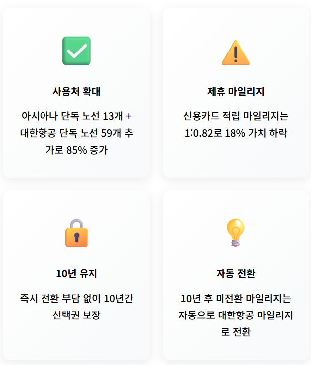 전환 장점 및 주의사항 설명