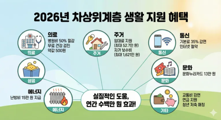 2026년 차상위계층 주요혜택 안내도