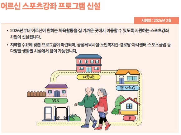 어르신 스포츠강좌 프로그램 신설안내