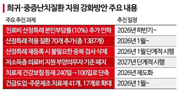 희귀 중증 난치 질환자 지원 강화방안 안내도