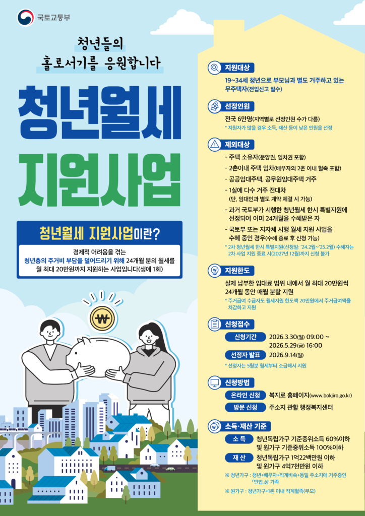 청년월세 지원 2026 홍보포스터