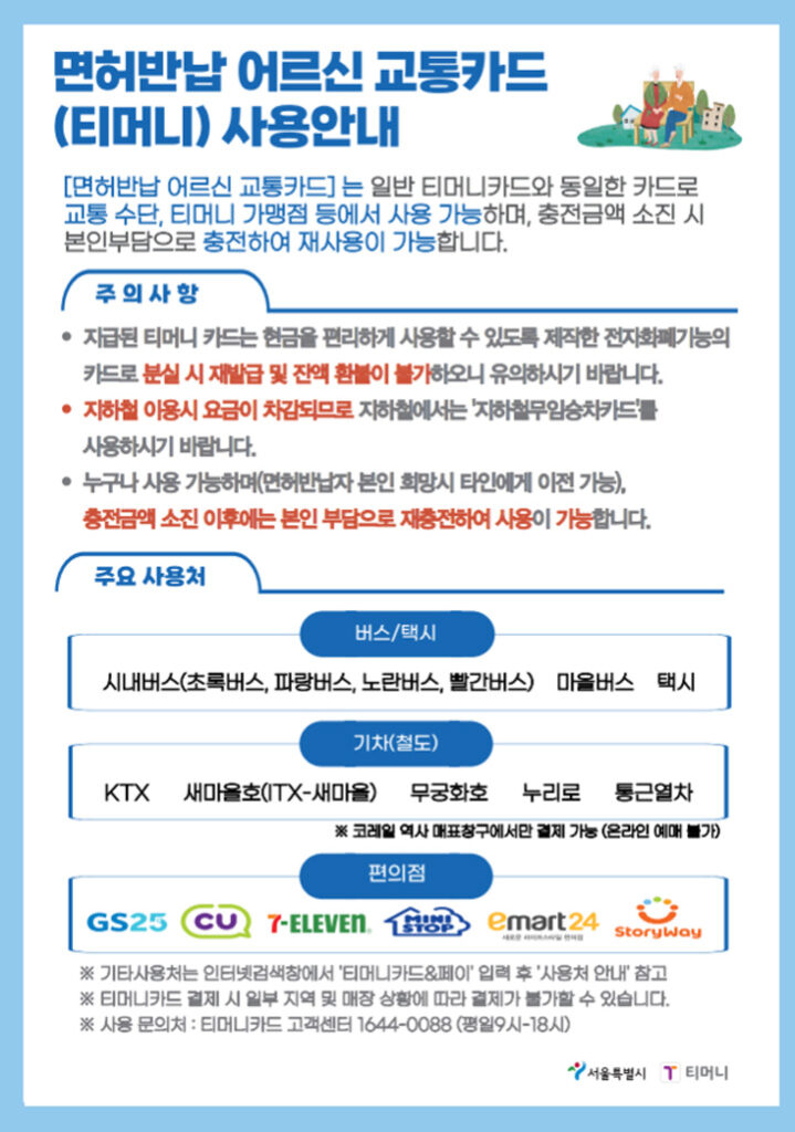 고령 운전자 면허 반납 지원금 교통혜택
